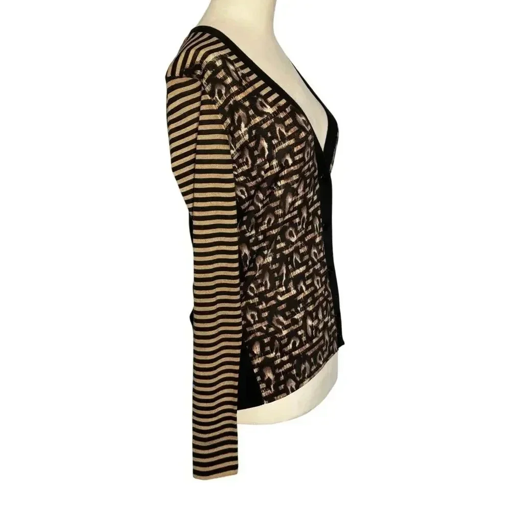 Tory Burch Womens Light Knit Wool Striped Cardigan Size Small